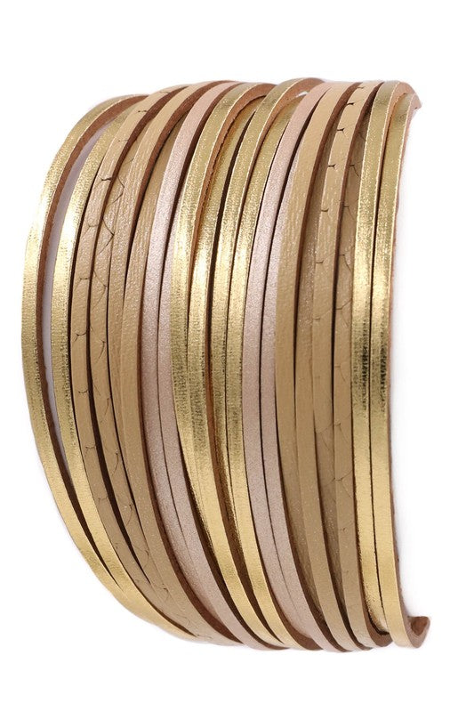 Magnetic Faux Leather Bracelet- Gold